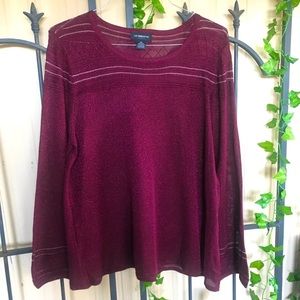 Liz Claiborne Thin Knit Sweater XL Wine Metallic